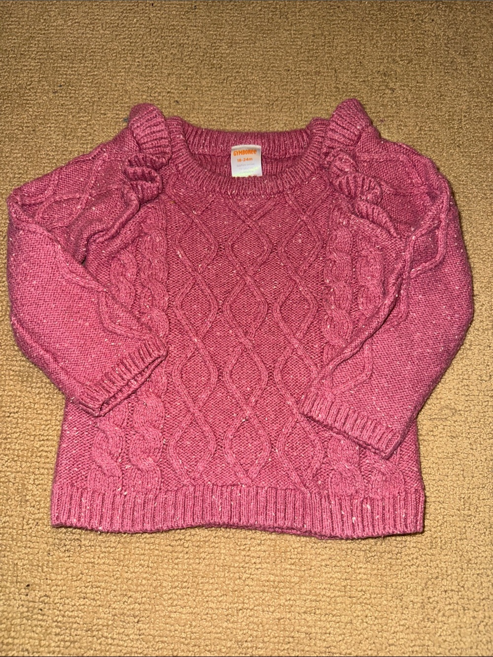 Gymboree Pink Cable-Knit Ruffle Shoulder Sweater
